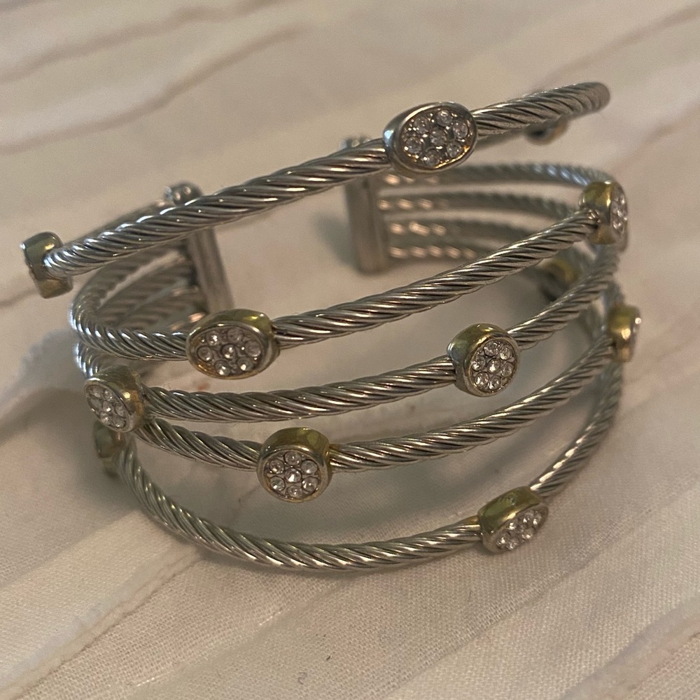 Mixed Metal Bracelet with CZ stones